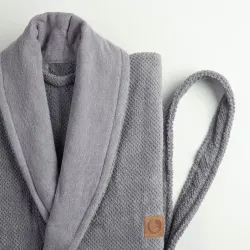 Μπουρνούζι Ενηλίκων Με Γιακά Lava Γκρι Γκρι  1τεμ.