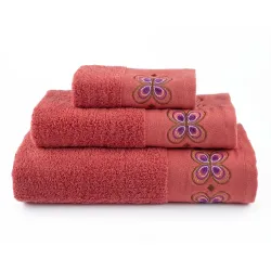Πετσέτες Σετ 3ΤΜΧ Petalouda Τερακότα  1τεμ.