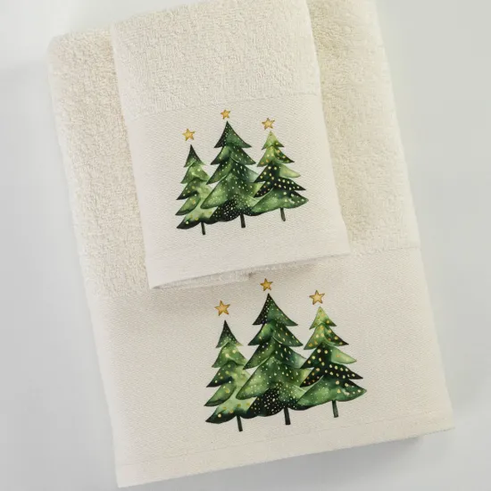 Πετσέτες Χριστουγεννιάτικες Σετ 2ΤΜΧ Fir Εκρού Εκρού  1τεμ.