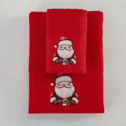 Πετσέτες Χριστουγεννιάτικες Σετ 2ΤΜΧ Hohoho Κόκκινο Κόκκινο  1τεμ.