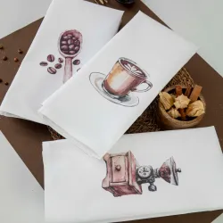 Ποτηρόπανα Κουζίνας Coffee Σετ 3ΤΜΧ Λευκό  1τεμ.