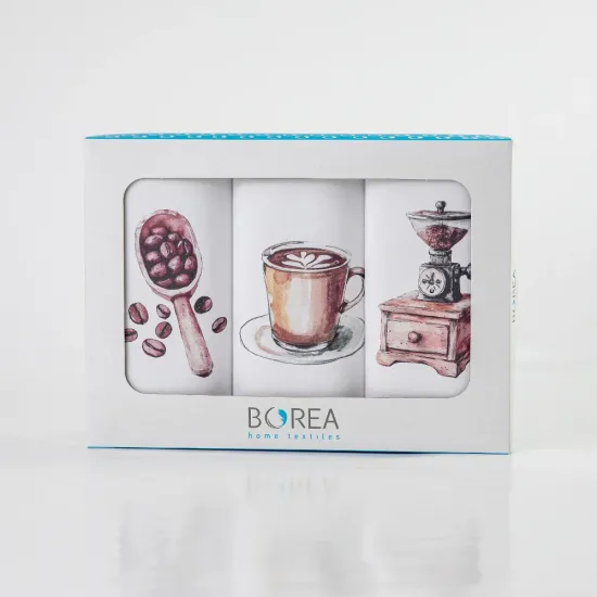 Ποτηρόπανα Κουζίνας Coffee Σετ 3ΤΜΧ Λευκό  1τεμ.
