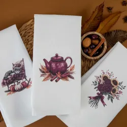 Ποτηρόπανα Κουζίνας Sunflower Σετ 3ΤΜΧ Λευκό  1τεμ.