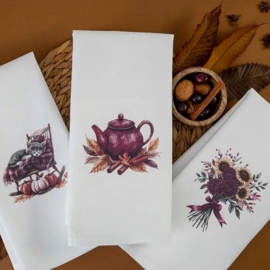 Ποτηρόπανα Κουζίνας Sunflower Σετ 3ΤΜΧ Λευκό  1τεμ.