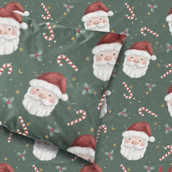 Σεντόνι Σετ 2ΤΜΧ Χριστουγεννιάτικο Άγιος Βασίλης Μονό Πράσινο  1τεμ.