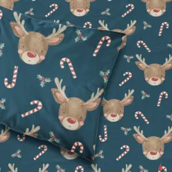 Σεντόνι Σετ 2ΤΜΧ Χριστουγεννιάτικο Rudolf Μονό Πετρόλ 1τεμ. Σεντόνι Σετ 2ΤΜΧ Χριστουγεννιάτικο Rudolf Μονό Πετρόλ 1τεμ.