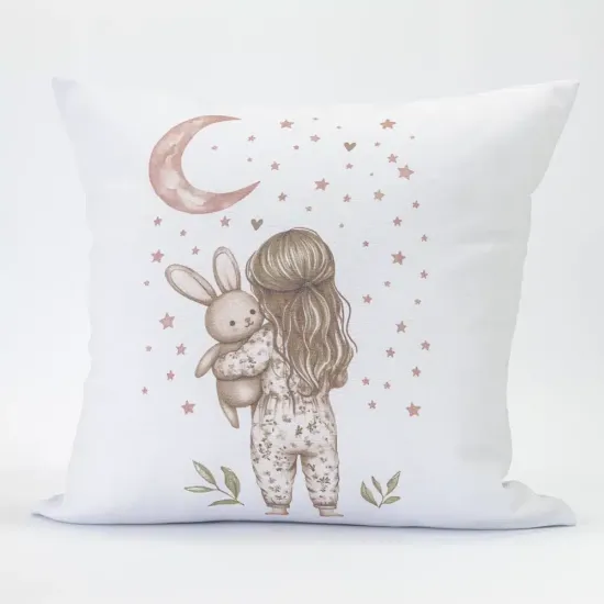 Μαξιλάρι Διακοσμητικό Printed Goodnight Ροζέ Λευκό-Λευκό-Ροζέ   1τεμ.