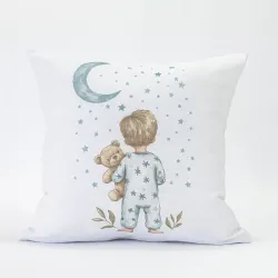 Μαξιλάρι Διακοσμητικό Printed Goodnight Πετρόλ Λευκό-Πετρόλ  1τεμ.