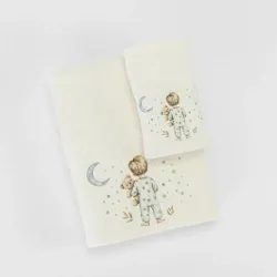 Πετσέτες Σετ 2ΤΜΧ Goodnight Εκρού-Πετρόλ Εκρού-Πετρόλ  1τεμ.