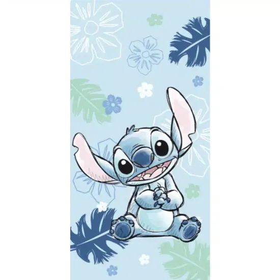 Πετσέτα Θαλάσσης Βαμβακερή Βελούδινη Stitch Cool Blue 320gsm Σιέλ  1τεμ.