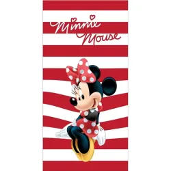 Πετσέτα Θαλάσσης Βαμβακερή Βελούδινη Striped Minnie Κόκκινο  1τεμ.