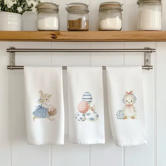 Ποτηρόπανα Κουζίνας BunnyBloom Σετ 3ΤΜΧ Λευκό  1τεμ.