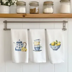 Ποτηρόπανα Κουζίνας Lemons Σετ 3ΤΜΧ Λευκό  1τεμ.