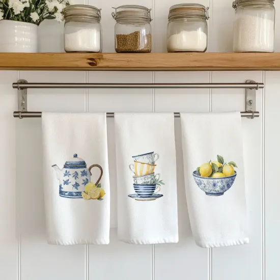 Ποτηρόπανα Κουζίνας Lemons Σετ 3ΤΜΧ Λευκό  1τεμ.