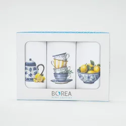 Ποτηρόπανα Κουζίνας Lemons Σετ 3ΤΜΧ Λευκό  1τεμ.