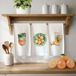 Ποτηρόπανα Κουζίνας Oranges Σετ 3ΤΜΧ Λευκό  1τεμ.