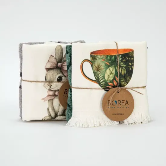 Ποτηρόπανα Κουζίνας Green Tea Σετ 2ΤΜΧ Διάφορα χρώματα  1τεμ.