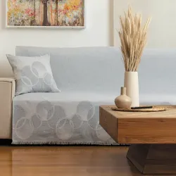 Ριχτάρι Βαμβακερό Τριθέσιο Κύκλοι Γκρι  1τεμ.