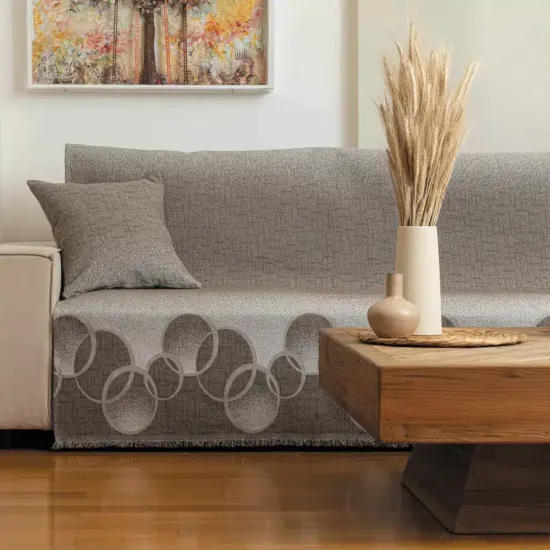 Ριχτάρι Βαμβακερό Πολυθρόνας Κύκλοι Γκρι  1τεμ.