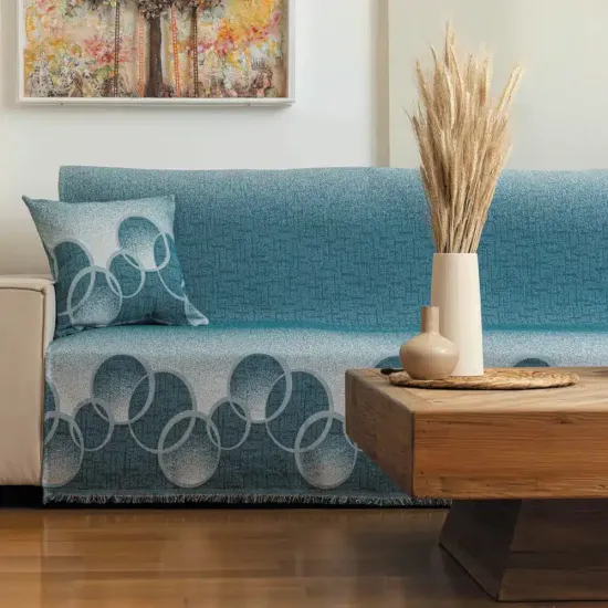 Ριχτάρι Βαμβακερό Πολυθρόνας Κύκλοι Γκρι  1τεμ.