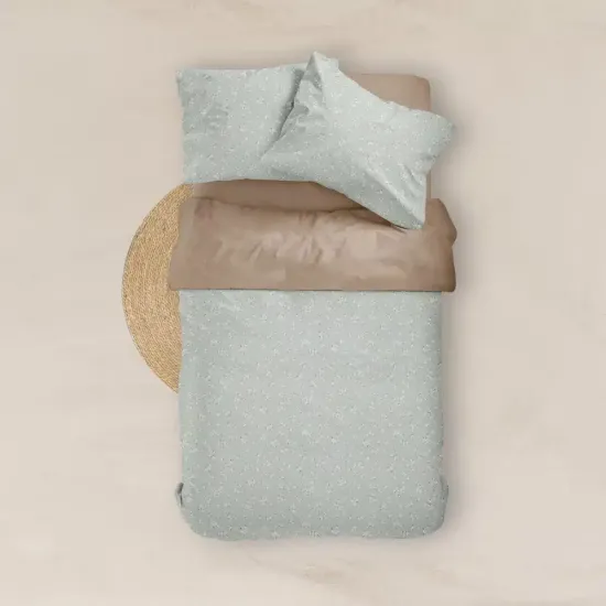 Σεντόνια Εμπριμέ Σετ Margot Υπέρδιπλα Με Λάστιχο Μπεζ  1τεμ.