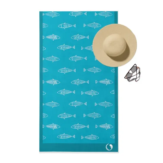 Πετσέτα Θαλάσσης Microfiber Quick Dry Fishes Τυρκουάζ   1τεμ.