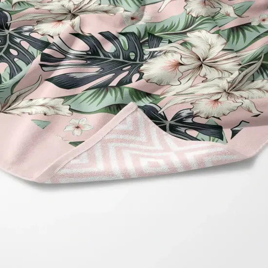 Πετσέτα Θαλάσσης Microfiber Quick Dry Monstera Ροζ  1τεμ.