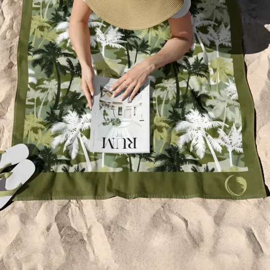 Πετσέτα Θαλάσσης Microfiber Quick Dry Palm Tree Λαδί  1τεμ.