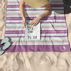 Πετσέτα Θαλάσσης Microfiber Quick Dry Stripes Μωβ  1τεμ.