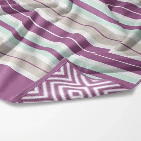 Πετσέτα Θαλάσσης Microfiber Quick Dry Stripes Μωβ  1τεμ.