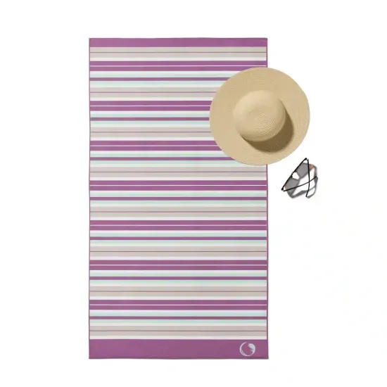 Πετσέτα Θαλάσσης Microfiber Quick Dry Stripes Μωβ  1τεμ.