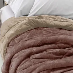 Κουβερτοπάπλωμα Cozy Διπλής Όψης Μονό Άμμου-Καφέ  1τεμ.
