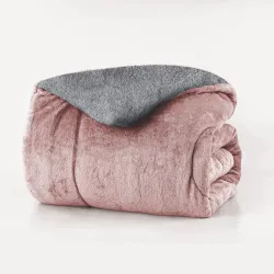 Κουβερτοπάπλωμα Cozy Διπλής Όψης Μονό Πούδρα-Γκρι  1τεμ.