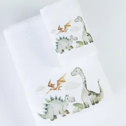 Πετσέτες Σετ 2ΤΜΧ Jurassic Λευκό Λευκό  1τεμ.