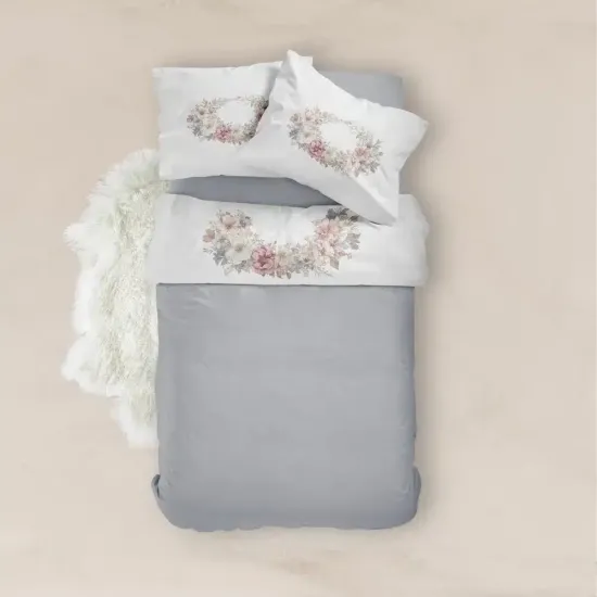 Σεντόνι Digital Print Σετ RoseMist Υπέρδιπλο Λευκό  1τεμ.