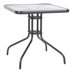 Τραπεζι εξωτ.χωρου figo hm5036.01 μεταλλο γκρι- γυαλινη επιφανεια 70χ70χ72υεκ **