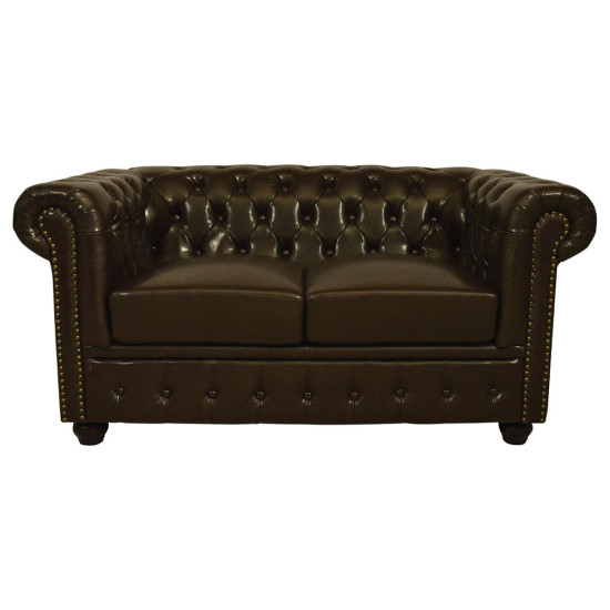 Καναπεσ 2θεσιοσ t.chesterfield hm3010.01 τεχνοδερμα σκουρο καφε 155x90x73 εκ. **