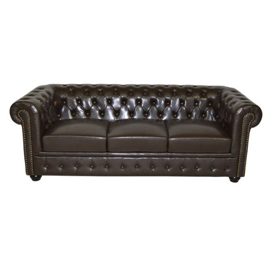 Καναπεσ 3θεσιοσ t.chesterfield hm3009.01 τεχνοδερμα σκουρο καφε 208x90x73υ εκ. **