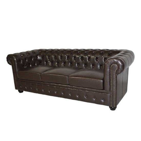 Καναπεσ 3θεσιοσ t.chesterfield hm3009.01 τεχνοδερμα σκουρο καφε 208x90x73υ εκ. **