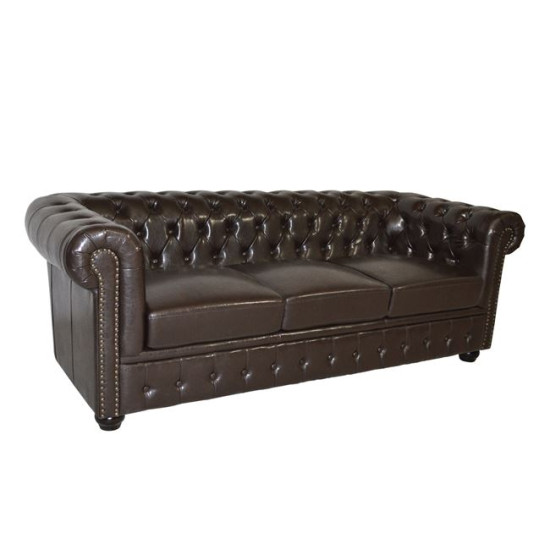 Καναπεσ 3θεσιοσ t.chesterfield hm3009.01 τεχνοδερμα σκουρο καφε 208x90x73υ εκ. **