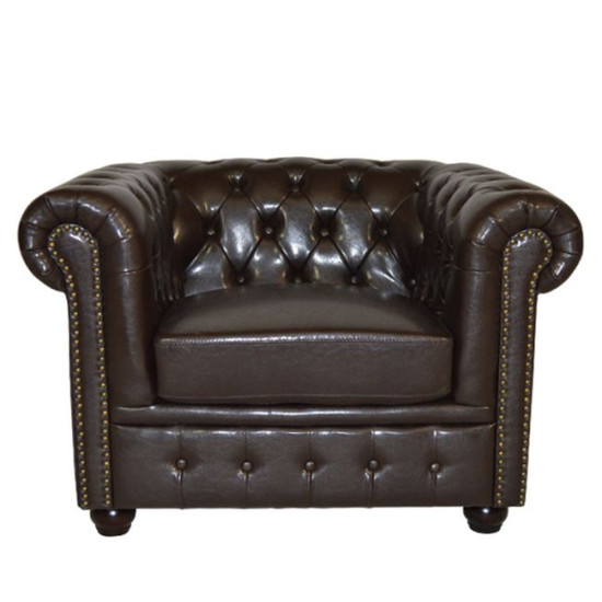 Πολυθρονα t.chesterfield polina hm3011.01 pu σκουρο καφε 110x90x73yεκ. **