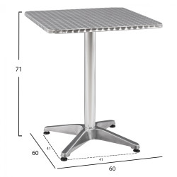 Τραπεζι frodo αλουμινιου 60χ60χ72υεκ. 4νυχο hm5016 **