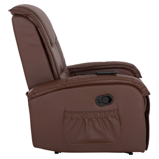 Πολυθρονα relax με μηχανισμο massage rocca hm0026.03 pu καφε σκουρο 80x96x97 εκ. **