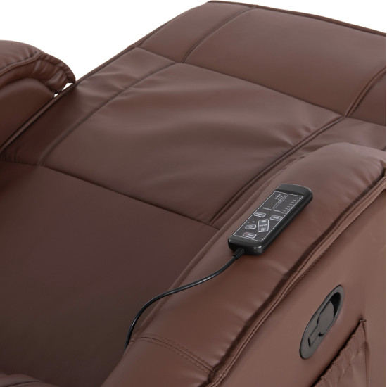 Πολυθρονα relax με μηχανισμο massage rocca hm0026.03 pu καφε σκουρο 80x96x97 εκ. **