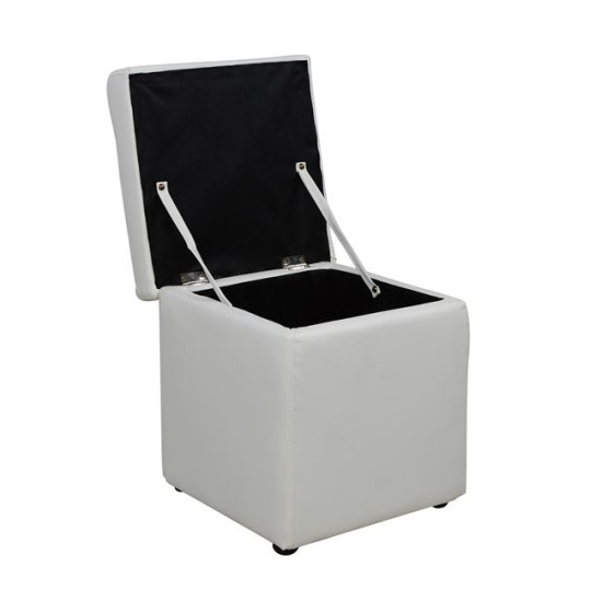 Σκαμπο pro cube hm224.02 pu με αποθηκευτικο χωρο- λευκο 38x38x36,5υεκ. **