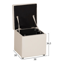 Σκαμπο pro cube hm224.02 pu με αποθηκευτικο χωρο- λευκο 38x38x36,5υεκ. **