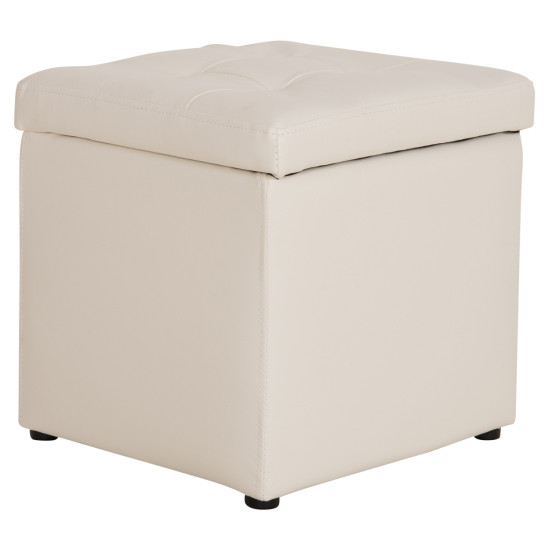 Σκαμπο pro cube hm224.02 pu με αποθηκευτικο χωρο- λευκο 38x38x36,5υεκ. **