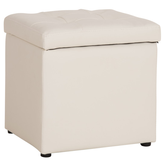 Σκαμπο pro cube hm224.02 pu με αποθηκευτικο χωρο- λευκο 38x38x36,5υεκ. **
