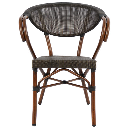 Πολυθρονα αλουμινιου clay bamboo look καφε με textline hm5025 60,5x59x81 cm **
