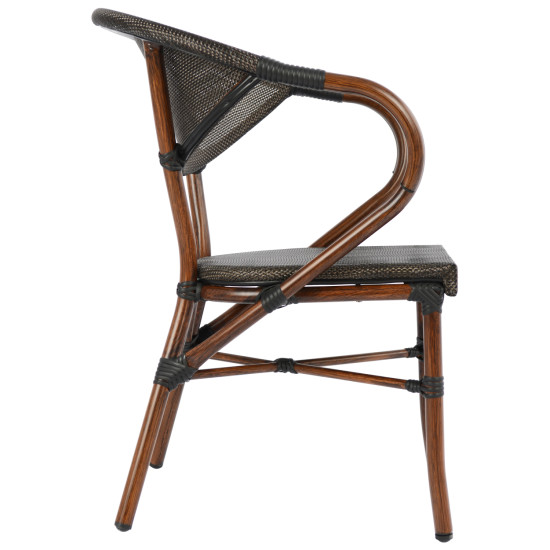 Πολυθρονα αλουμινιου clay bamboo look καφε με textline hm5025 60,5x59x81 cm **